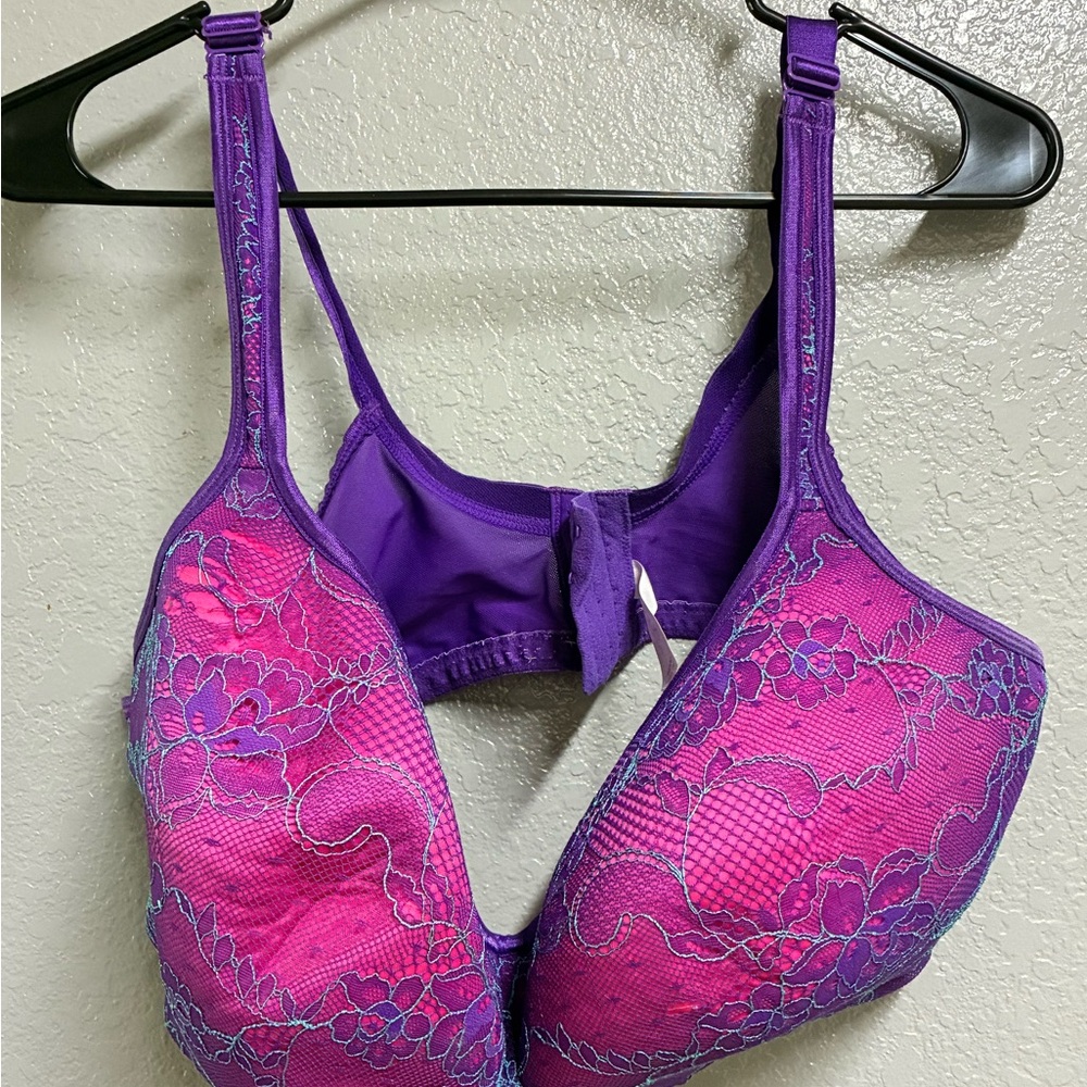 Cacique Purple and Pink Lace Underwire Bra, preowned